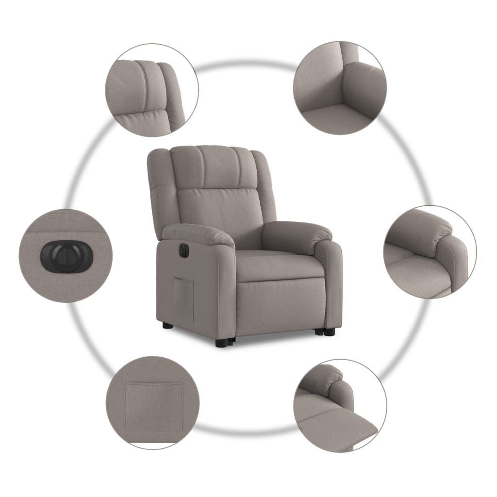 Relaxsessel mit Aufstehhilfe Elektrisch Taupe Stoff