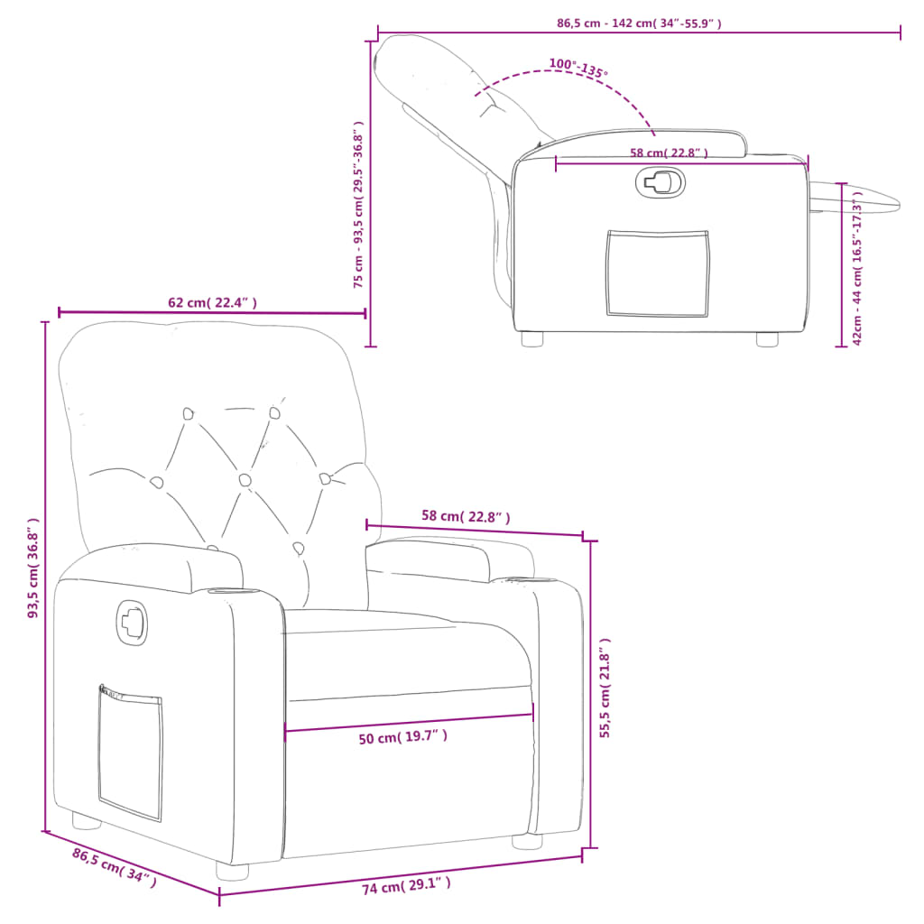 Relaxsessel Braun Stoff