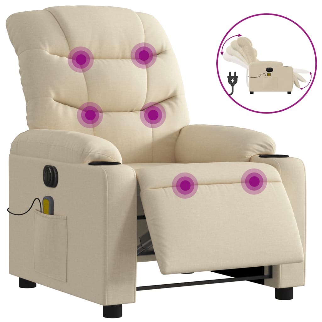 Massagesessel Elektrisch Creme Stoff