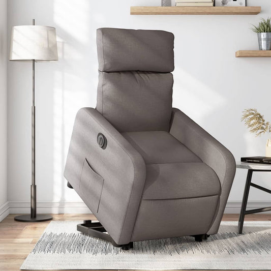 Relaxsessel mit Aufstehhilfe Elektrisch Taupe Stoff