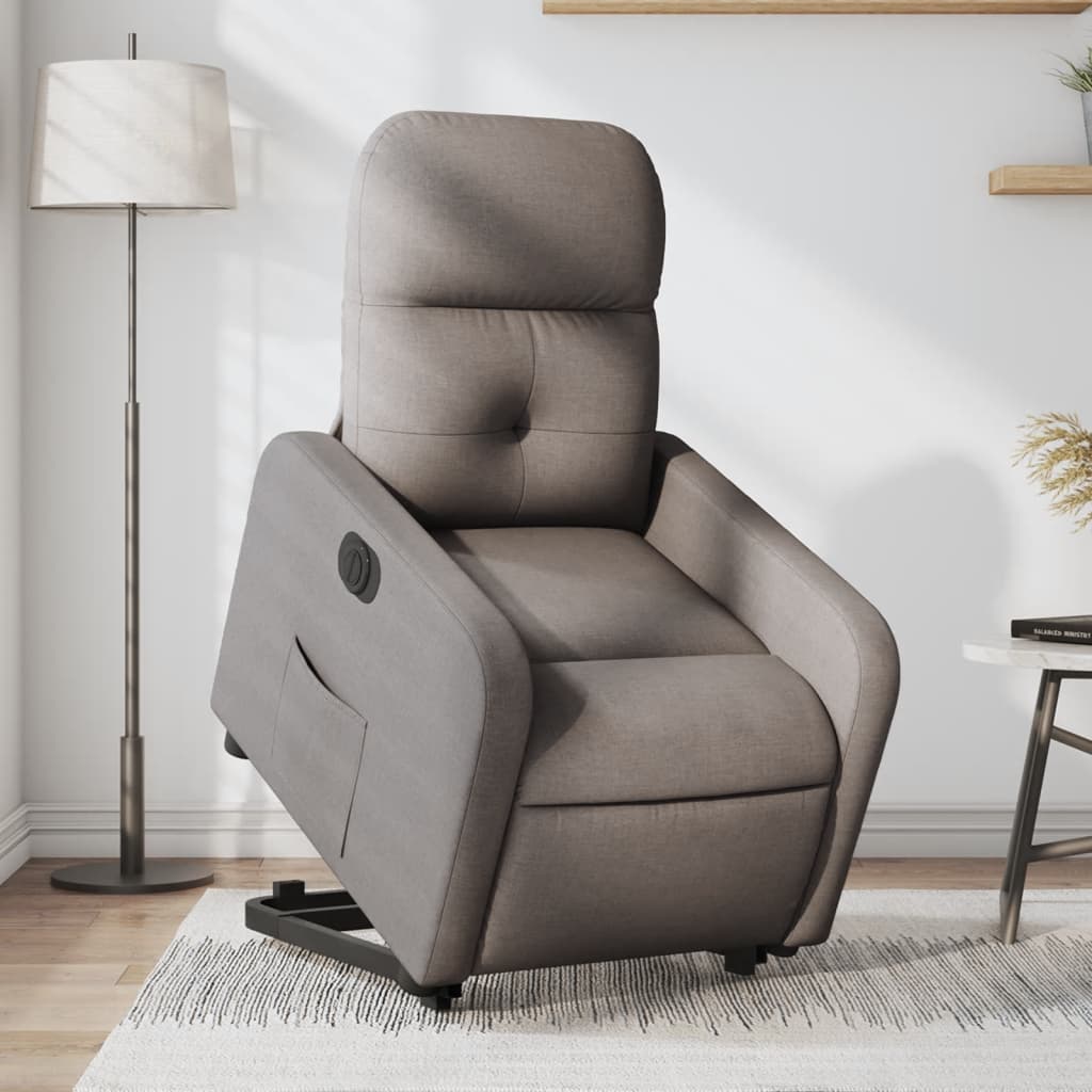 Relaxsessel mit Aufstehhilfe Elektrisch Taupe Stoff