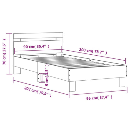 Bettgestell ohne Matratze mit Kopfteil Sonoma-Eiche 90x200 cm