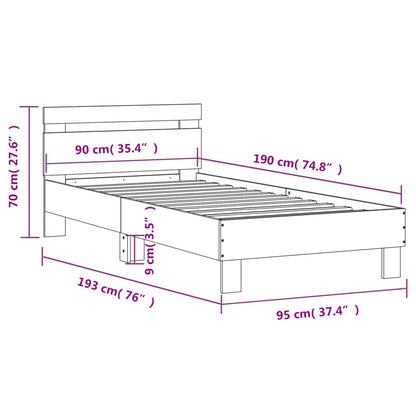 Bettgestell mit Kopfteil Schwarz 90x190 cm Holzwerkstoff