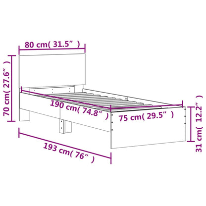 Bettgestell mit Kopfteil Schwarz 75x190 cm Holzwerkstoff