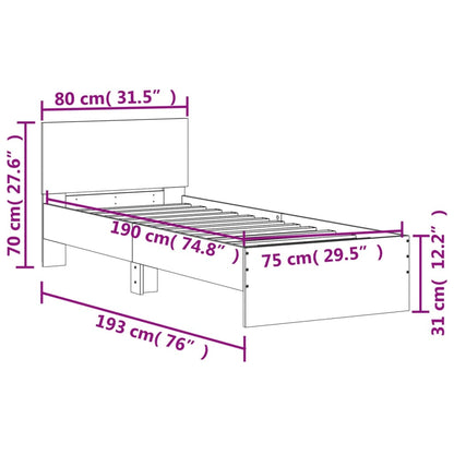 Bettgestell ohne Matratze mit Kopfteil Sonoma-Eiche 75x190 cm