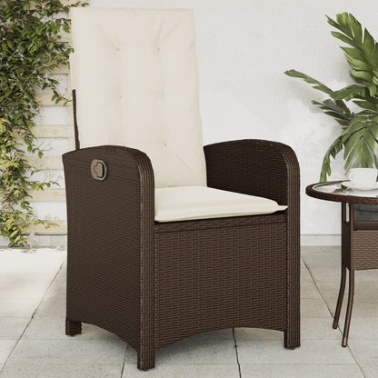 Gartensessel mit Kissen 2 Stk. Verstellbar Braun Poly Rattan