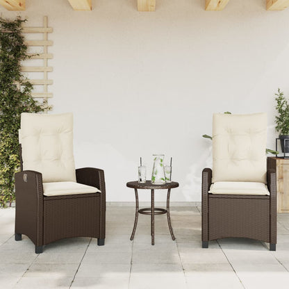 Gartensessel mit Kissen 2 Stk. Verstellbar Braun Poly Rattan