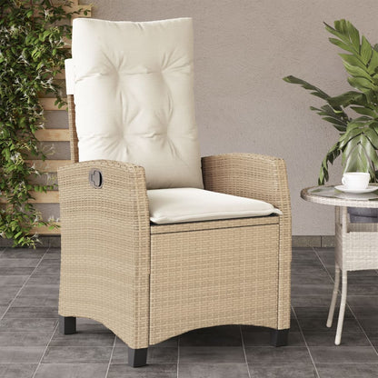 Gartensessel mit Kissen 2 Stk. Verstellbar Beige Poly Rattan