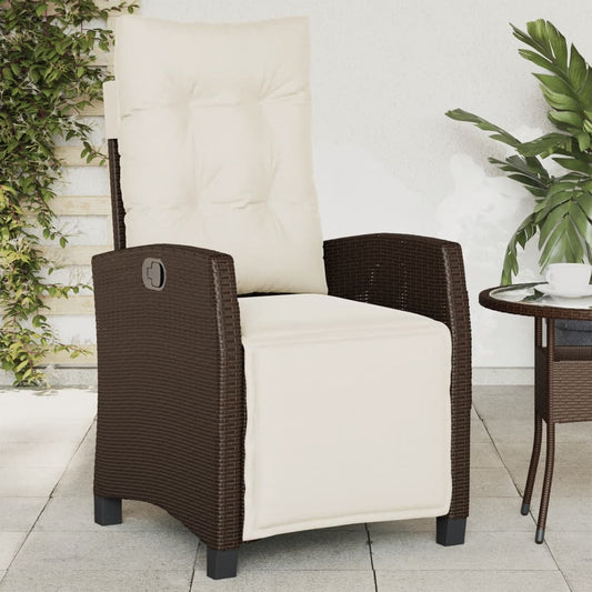 Gartensessel mit Fußteil Verstellbar Braun Poly Rattan