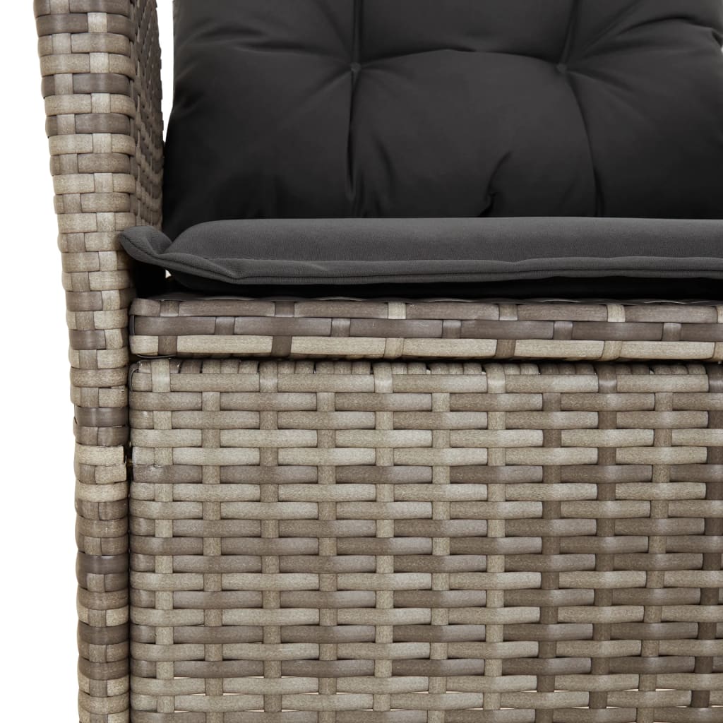 Gartensessel Verstellbar mit Kissen Grau Poly Rattan