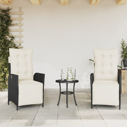 Gartensessel mit Fußteil 2 Stk. Verstellbar Schwarz Poly Rattan