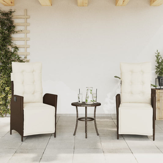 Gartensessel mit Fußteil 2 Stk. Verstellbar Braun Poly Rattan