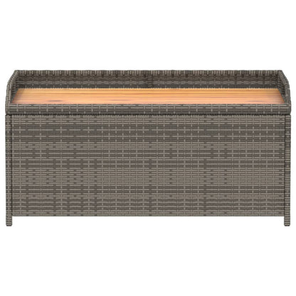 Bank mit Stauraum Grau 100x50x52 cm Poly Rattan Akazienholz