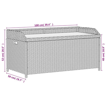 Bank mit Stauraum Grau 100x50x52 cm Poly Rattan Akazienholz