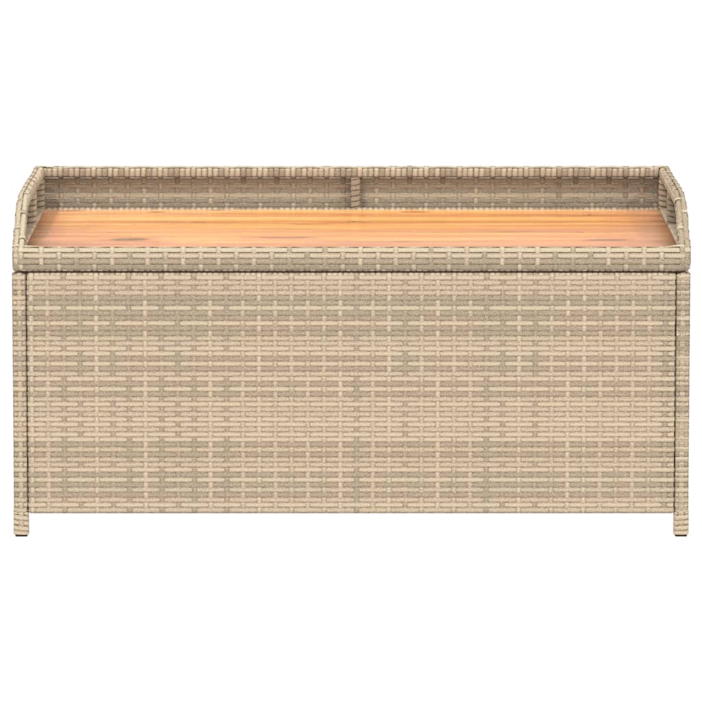 Bank mit Stauraum Beige 100x50x52 cm Poly Rattan Akazienholz