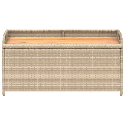 Bank mit Stauraum Beige 100x50x52 cm Poly Rattan Akazienholz