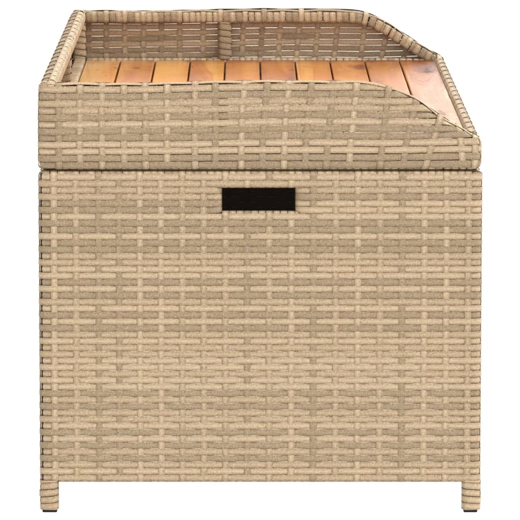 Bank mit Stauraum Beige 100x50x52 cm Poly Rattan Akazienholz