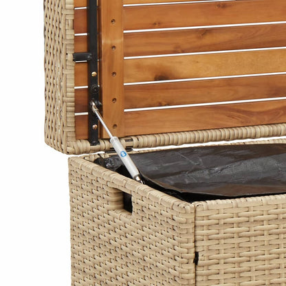 Bank mit Stauraum Beige 100x50x52 cm Poly Rattan Akazienholz