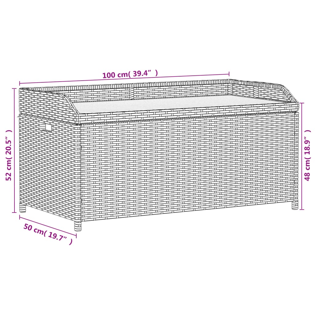 Bank mit Stauraum Beige 100x50x52 cm Poly Rattan Akazienholz