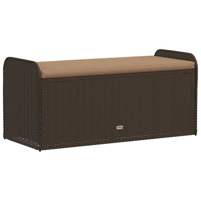 Sitzbank mit Stauraum & Kissen Braun 115x51x52 cm Poly Rattan