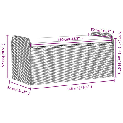 Sitzbank mit Stauraum & Kissen Braun 115x51x52 cm Poly Rattan