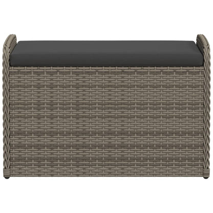 Sitzbank mit Stauraum & Kissen Grau 80x51x52 cm Poly Rattan