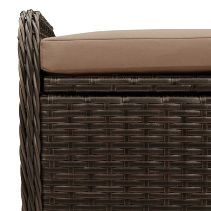 Sitzbank mit Stauraum & Kissen Braun 80x51x52 cm Poly Rattan