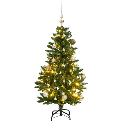 Künstlicher Weihnachtsbaum Klappbar 150 LEDs & Kugeln 120 cm