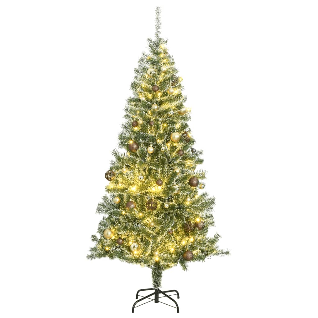 Künstlicher Weihnachtsbaum 300 LEDs & Kugeln Beschneit 180 cm