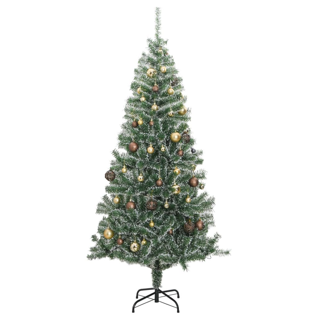 Künstlicher Weihnachtsbaum 300 LEDs & Kugeln Beschneit 240 cm