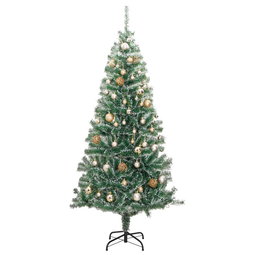 Künstlicher Weihnachtsbaum 300 LEDs & Kugeln Beschneit 210 cm