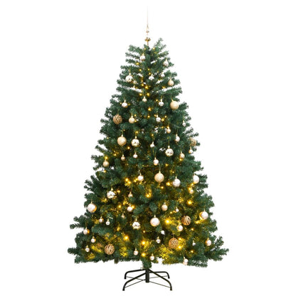 Künstlicher Weihnachtsbaum Klappbar 300 LEDs & Kugeln 180 cm