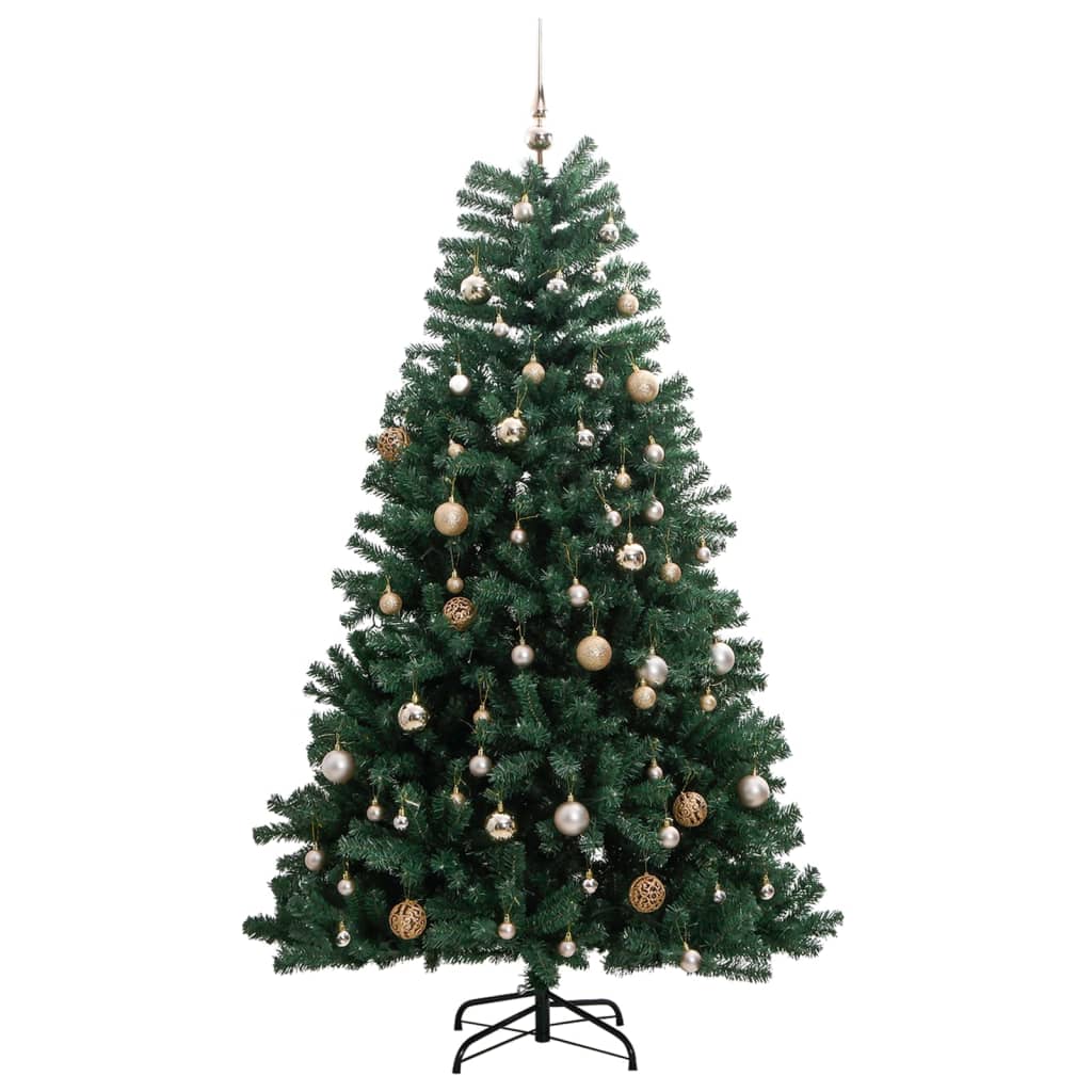 Künstlicher Weihnachtsbaum Klappbar 300 LEDs & Kugeln 180 cm