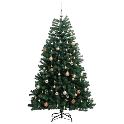 Künstlicher Weihnachtsbaum Klappbar 300 LEDs & Kugeln 180 cm