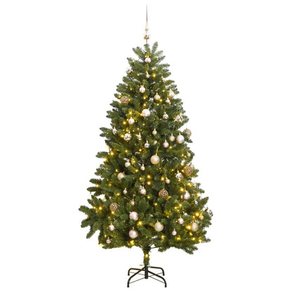 Künstlicher Weihnachtsbaum Klappbar 300 LEDs & Kugeln 270 cm