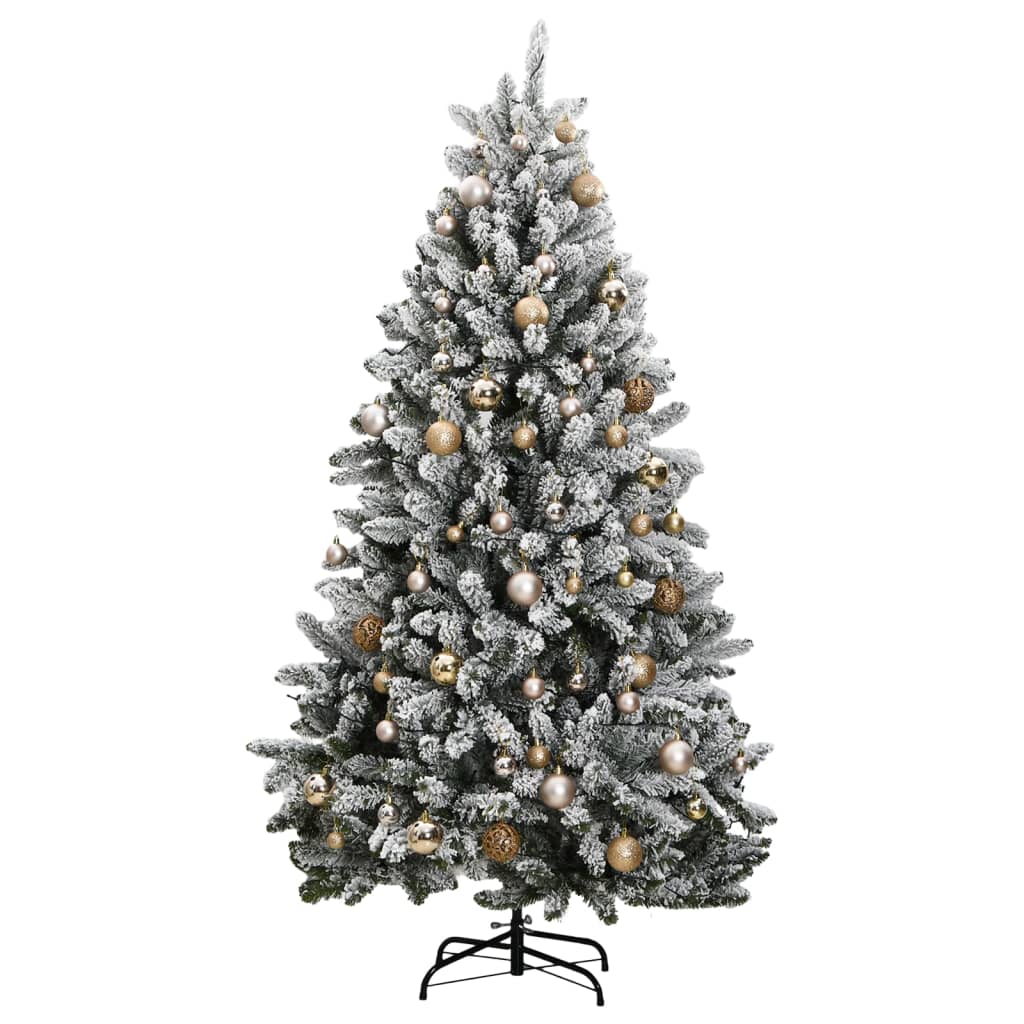 Künstlicher Weihnachtsbaum Klappbar 300 LEDs & Kugeln 180 cm