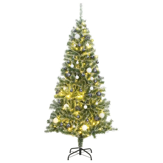 Künstlicher Weihnachtsbaum 300 LEDs & Kugeln Beschneit 180 cm