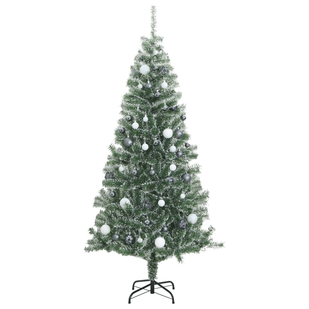 Künstlicher Weihnachtsbaum 300 LEDs & Kugeln Beschneit 240 cm