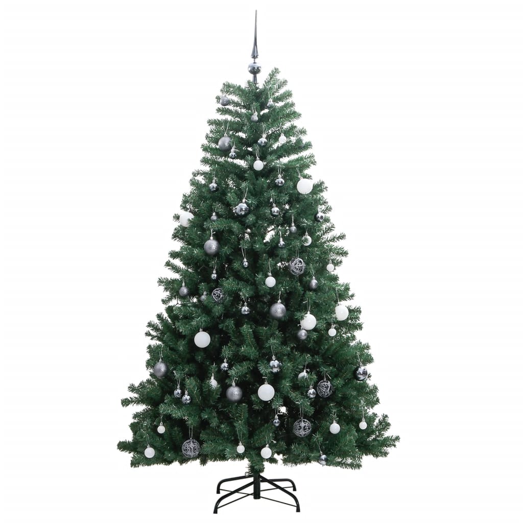 Künstlicher Weihnachtsbaum Klappbar 300 LEDs & Kugeln 210 cm