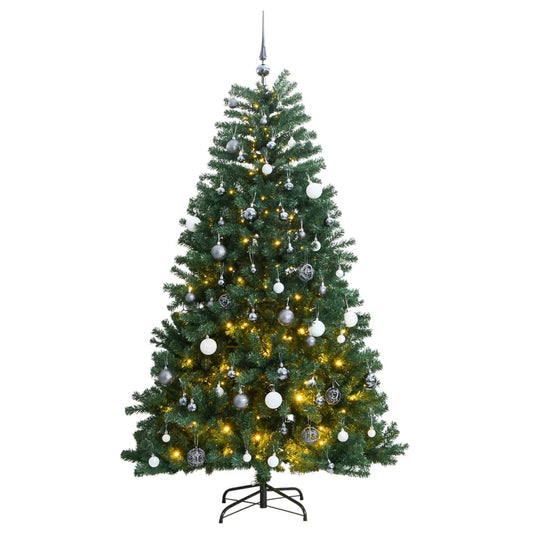 Künstlicher Weihnachtsbaum Klappbar 300 LEDs & Kugeln 240 cm