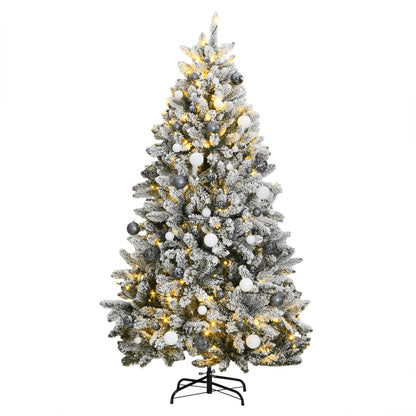 Künstlicher Weihnachtsbaum Klappbar 300 LEDs & Kugeln 210 cm