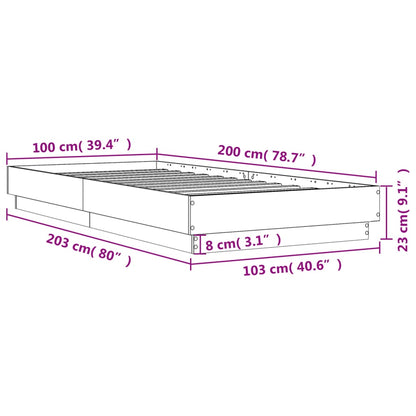 Bettgestell Betongrau 100x200 cm Holzwerkstoff