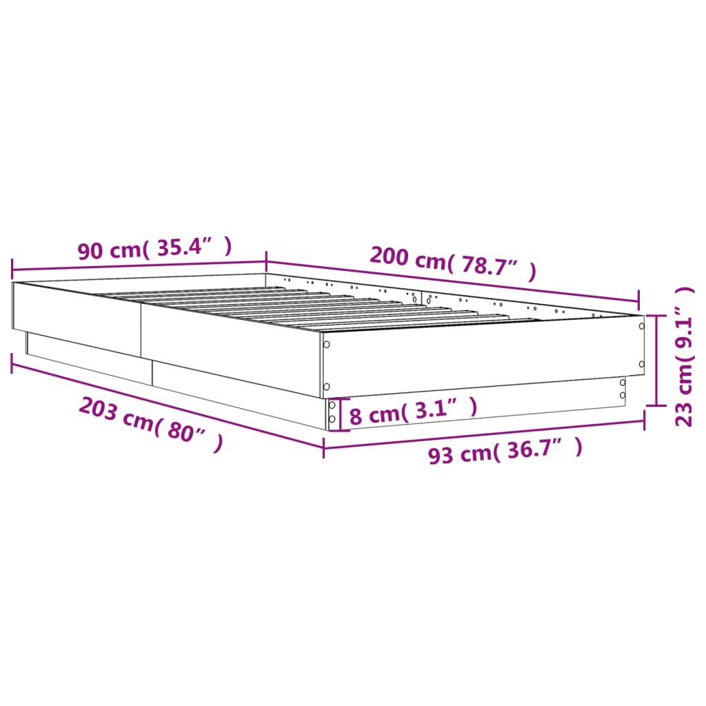 Bettgestell Weiß 90x200 cm Holzwerkstoff