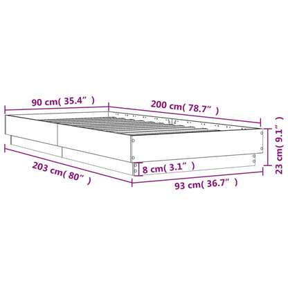 Bettgestell ohne Matratze Räuchereiche 90x200 cm Holzwerkstoff