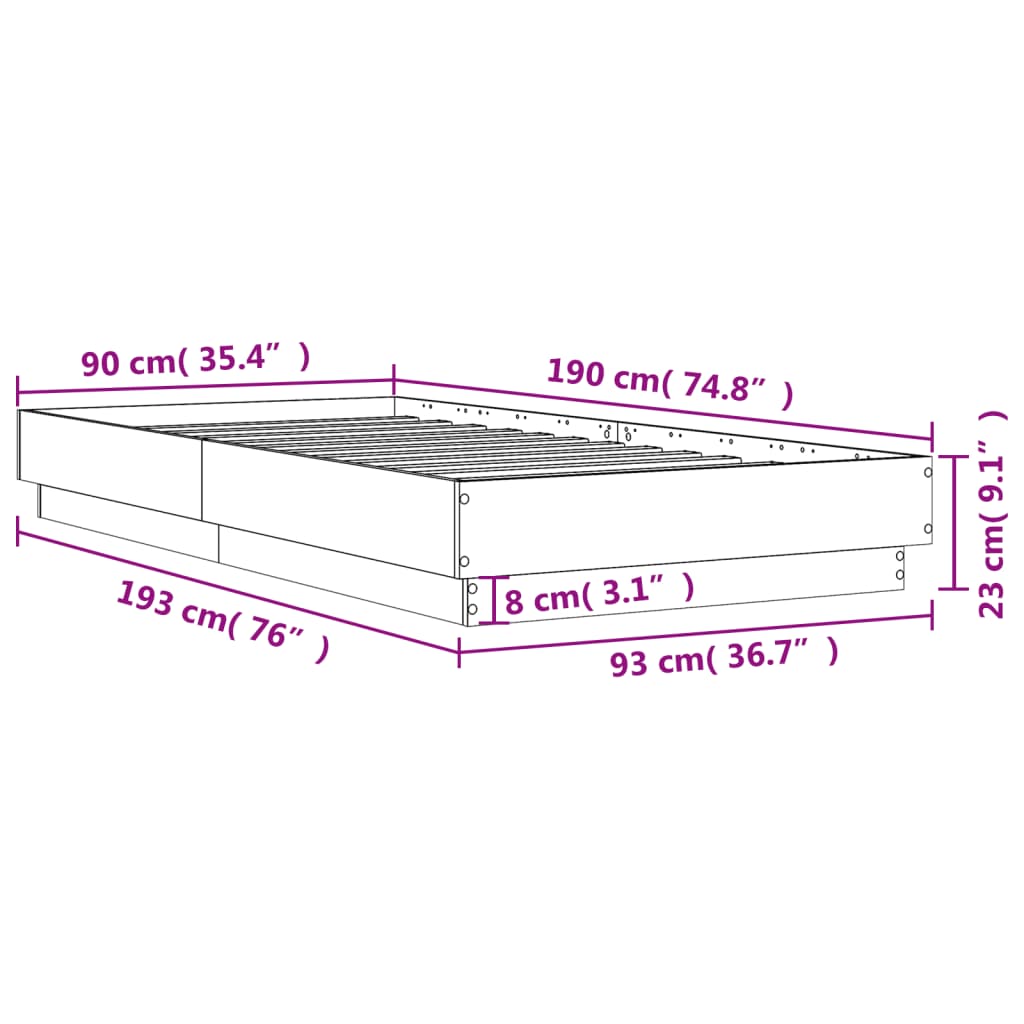 Bettgestell Weiß 90x190 cm Holzwerkstoff