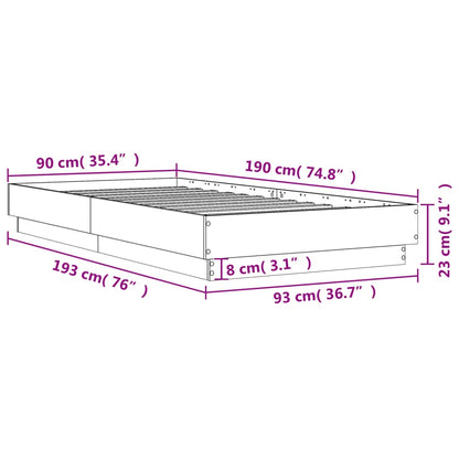 Bettgestell ohne Matratze Räuchereiche 90x190 cm Holzwerkstoff