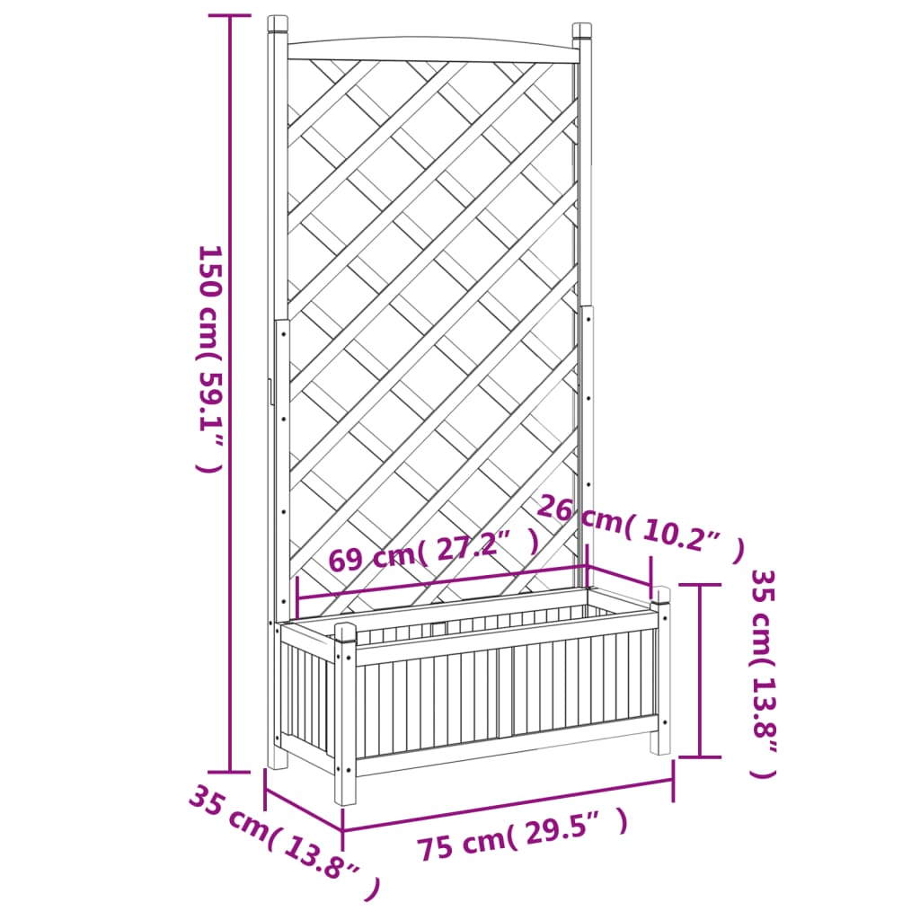 Pflanzkübel mit Spalier Braun Massivholz Tanne