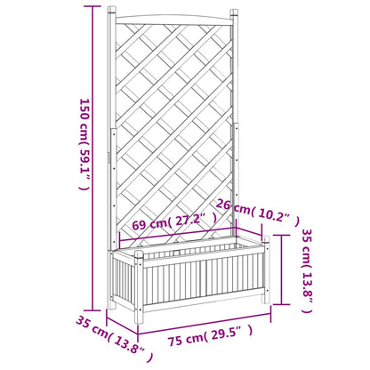 Pflanzkübel mit Spalier Braun Massivholz Tanne