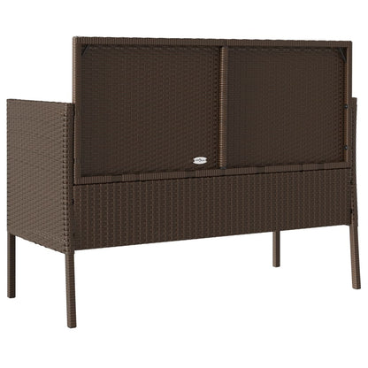 Gartenbank mit Kissen Braun Poly Rattan