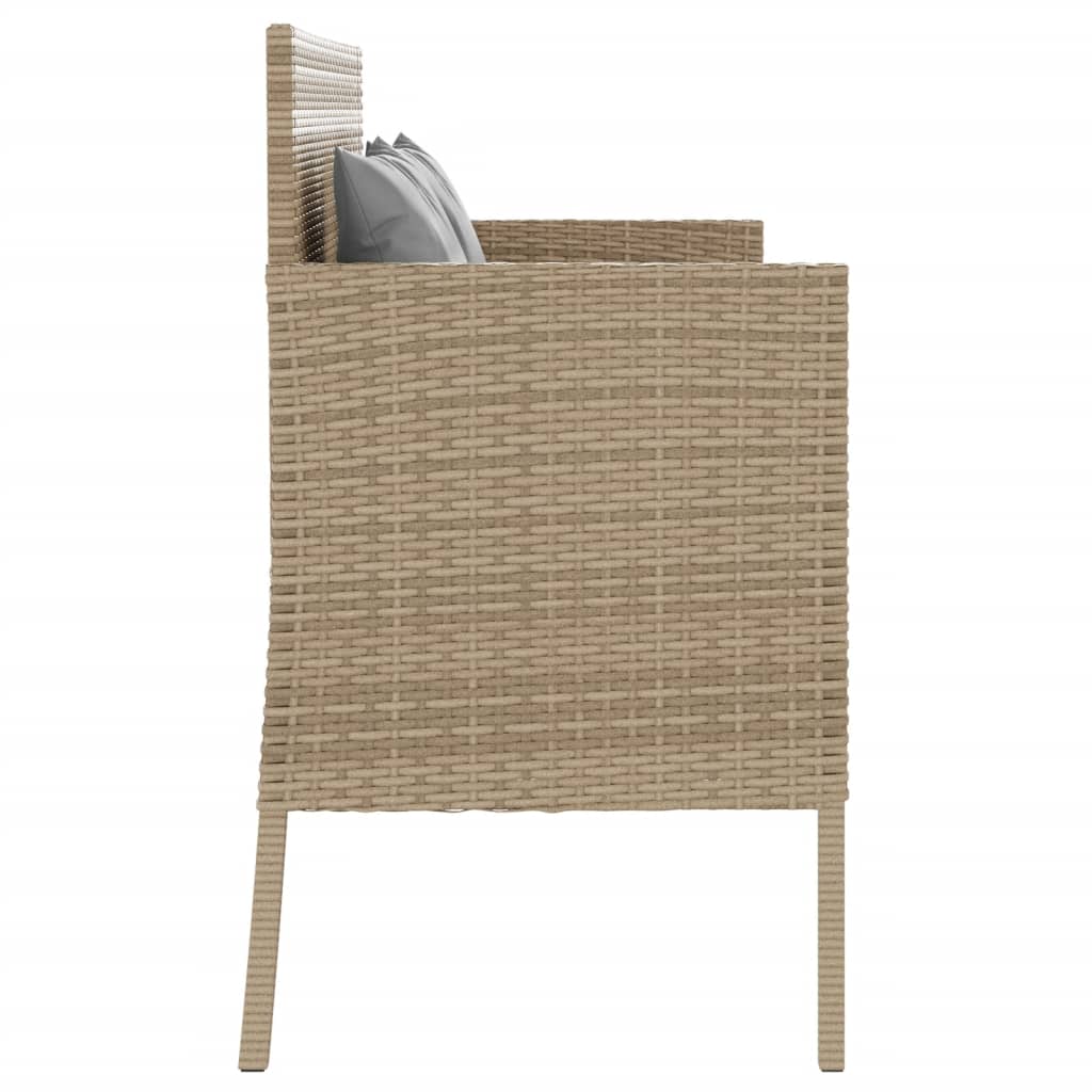 Gartenbank mit Kissen Beige Poly Rattan